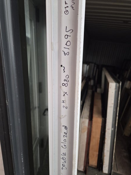 White, Double Glazed Single Aluminium Door 2 H x 880 W #2179 Carousel 2