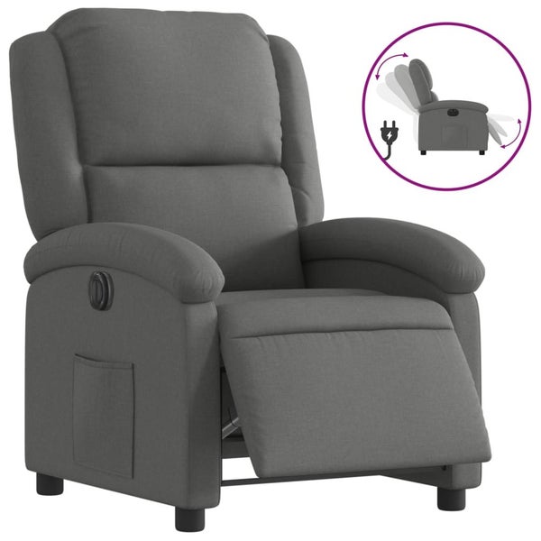 Vida Xl Electric Recliner Chair Dark Grey Fabric Carousel 2