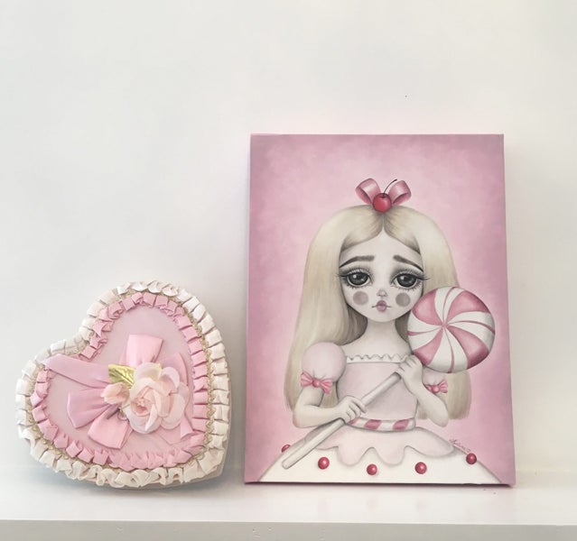 Pink Christmas Lollipop Candy Doll Artwork - By Autumn Carousel 1