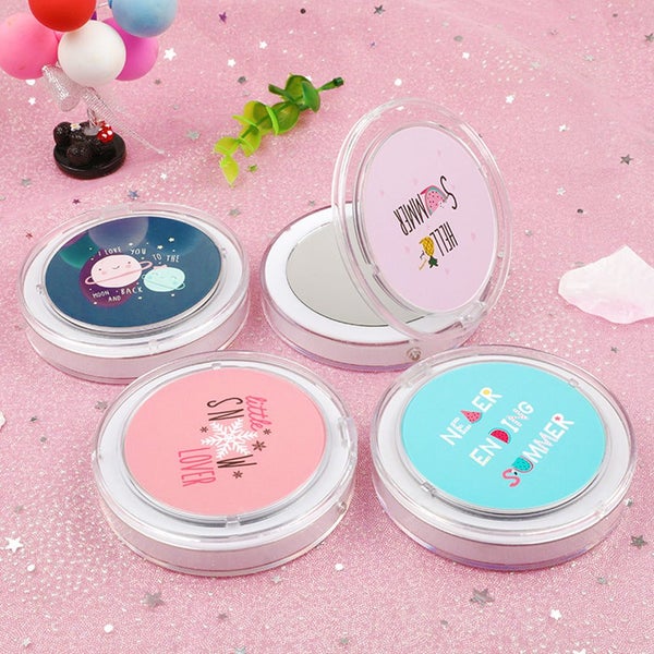 Led Mini Makeup Mirror Portable Rechargeable Folding Cartoon Theme Carousel 2
