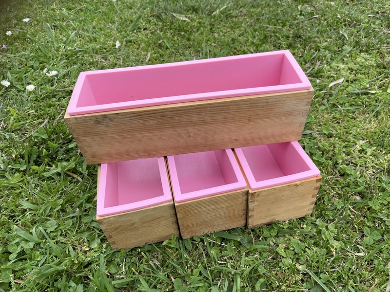 Large loaf soap moulds with supporting wooden box Carousel 2