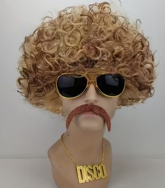 Men’s 70s Disco Wig & Costume bling Set Carousel 2
