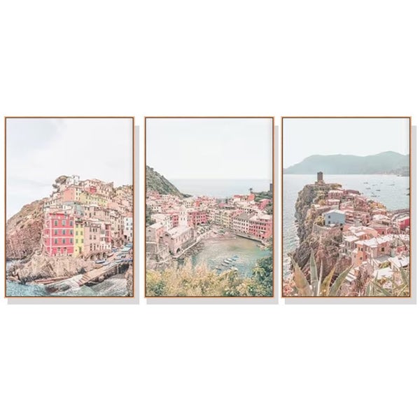 Artime Wall 50Cmx70cm Italy Cinque Terre 3 Sets Wood Frame Canvas Carousel 1