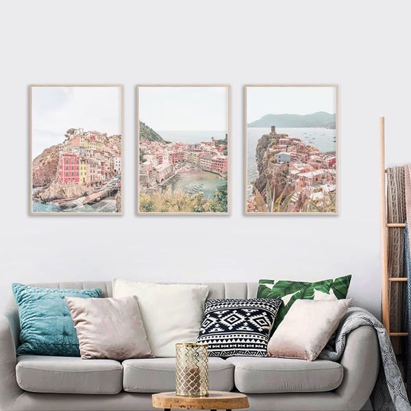 Artime Wall 50Cmx70cm Italy Cinque Terre 3 Sets Wood Frame Canvas Carousel 2