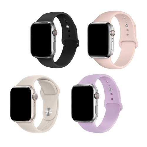 42mm/41mm/40mm/38mm - 4 Pack Silicone Sport Band for Apple Watch [WTAGEN00001B] Carousel 1