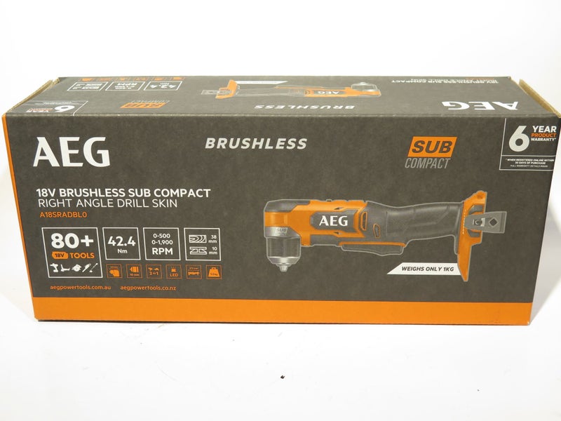 AEG A18SRADBL0 18V Brushless Sub Compact Right Angle Drill - Skin Carousel 1