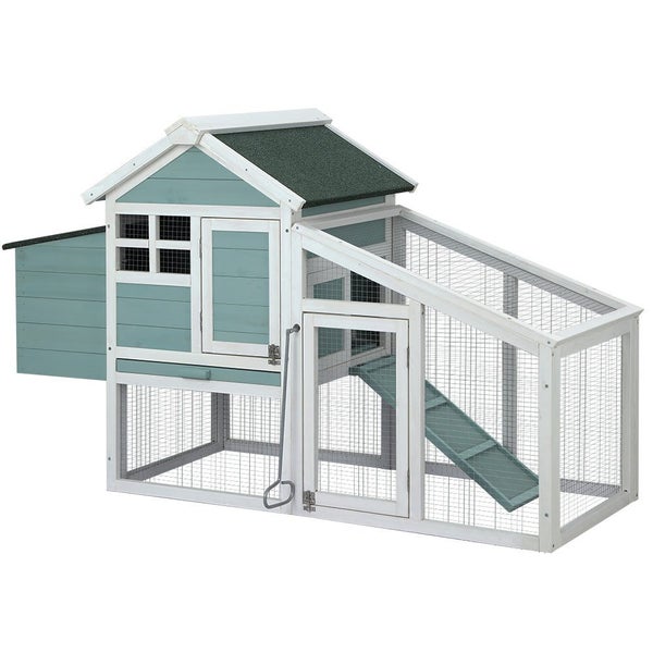 I.Pet Chicken Coop Rabbit Hutch Large House Run Cage Outdoor Carousel 1