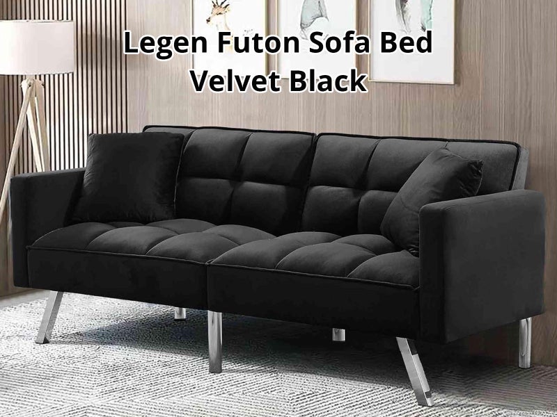 Black Sofa Bed with Throw Pillows Carousel 1