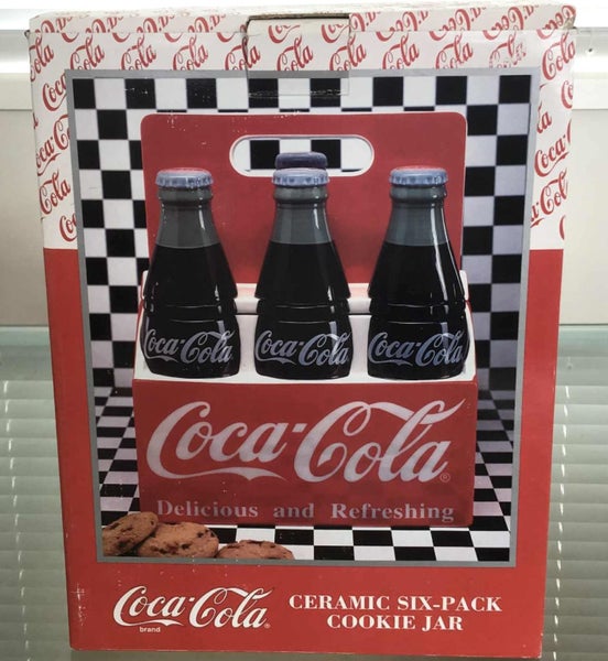 Coca-Cola Six Pack Ceramic Cookie Jar in original box Carousel 2