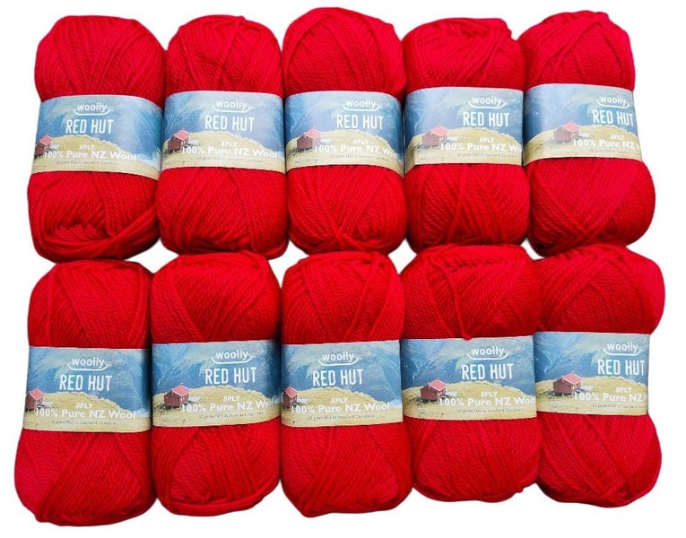 Woolly Red Hut 8ply Yarn 10 Pack ***$1 Reserve*** Carousel 1