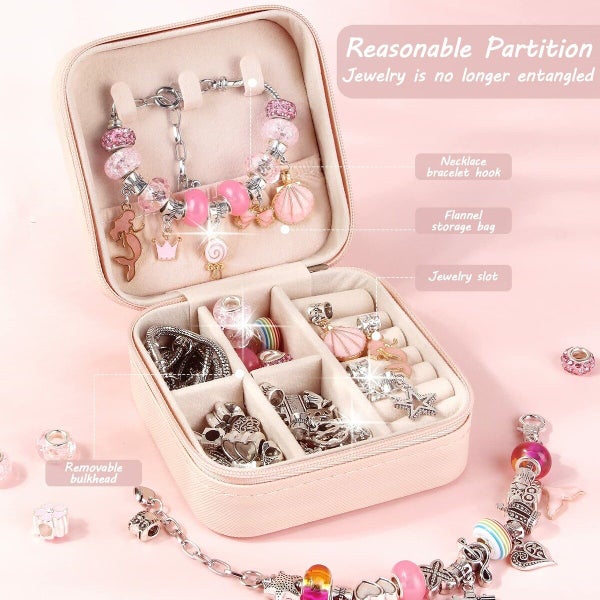 Christmas Bracelet Making Kit 66PCs Charm Bracelets Kit with Jewelry Box Carousel 2