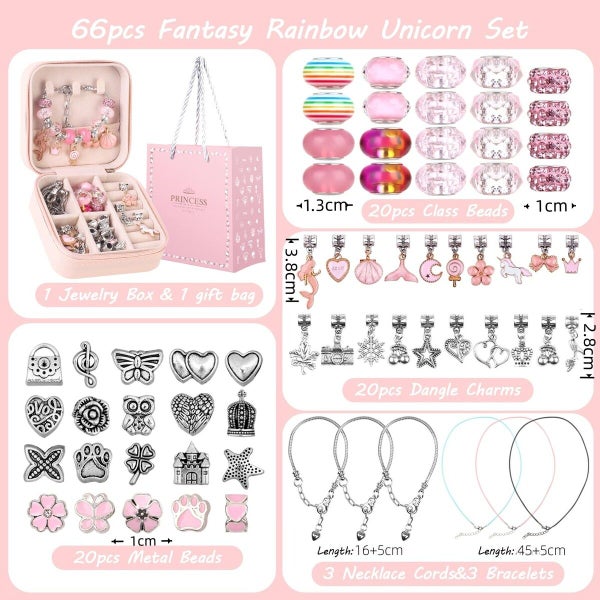 Christmas Bracelet Making Kit 66PCs Charm Bracelets Kit with Jewelry Box Carousel 7