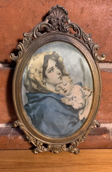 Vintage Italian Metal Framed Madonna and Child Carousel 1