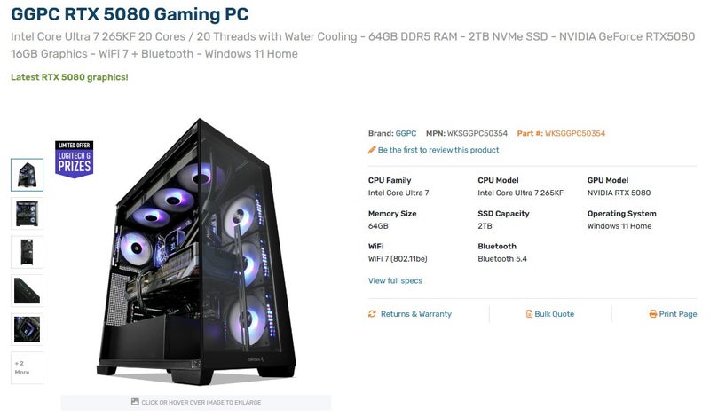 Gaming PC RTX 5080 16 GB, Intel Core Ultra 7, 64 GB RAM, 2x2TB NVMe64054622340482111