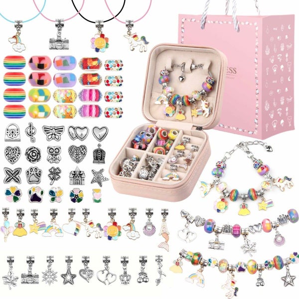 Christmas Bracelet Making Kit 66PCs Charm Bracelets Kit with Jewelry Box Carousel 1