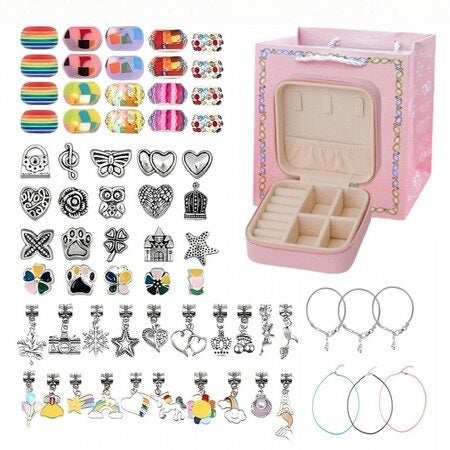 Christmas Bracelet Making Kit 66PCs Charm Bracelets Kit with Jewelry Box Carousel 2