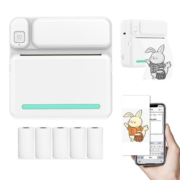 Mini Phone Printer Thermal Photo Portable Wireless Pocket With Rolls Paper Notes Carousel 2