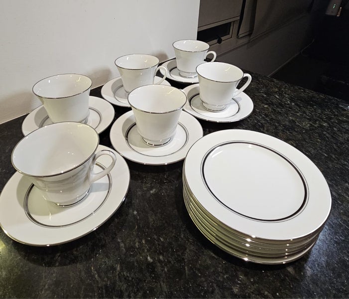 Noritake “Galaxy” (Pattern L554) — 6 Pristine Teacup & Saucers + 6 Cake Plates64823932560899110