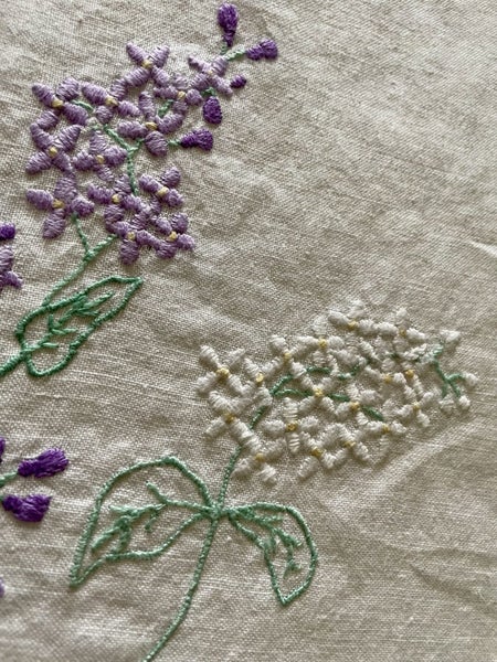 A lovely pure white linen, heavily hand embroidered Vintage Linen Tablecloth Carousel 6