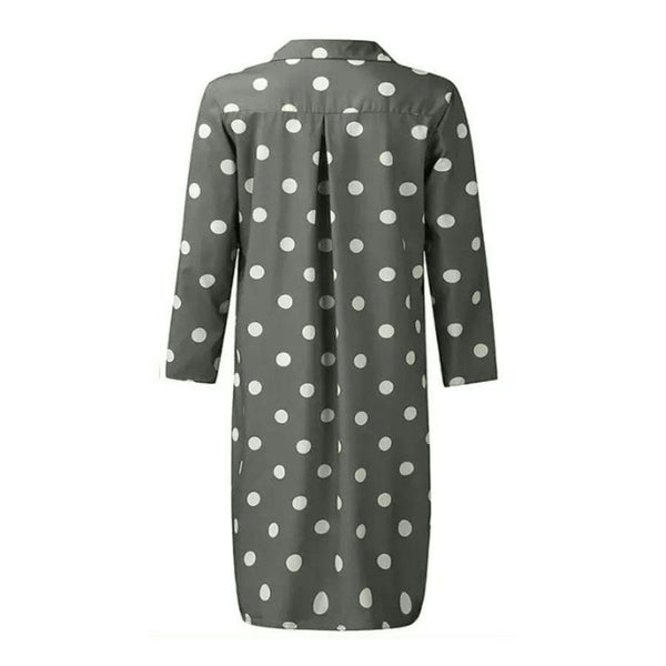 Summer Polka Dot Print Maxi Dress Women's Button Slit Long Flowy Shirt Summer... Carousel 2