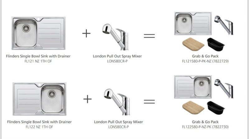 Stainless steel sink 304 grade and kitchen mixer Combo leadfree Oliveri Carousel 1