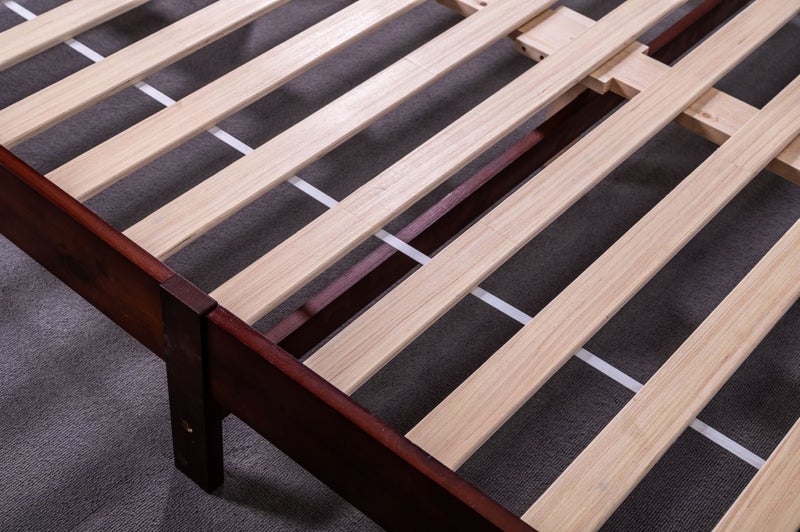 Hartland Solid Wood Bed Base King Single Walnut Carousel 2