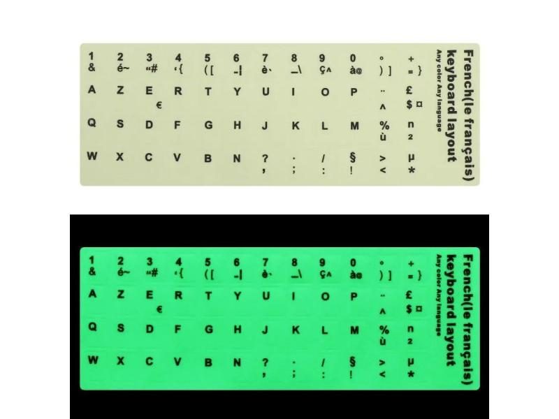 Spanish English Russian Arabic French Luminous Keyboard Stickers Letter Carousel 1