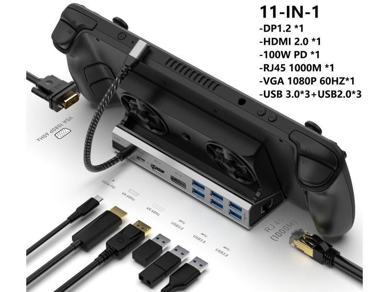 Steam Deck Dock Docking Station With Fan 10-in-1 HDMI 2.0 4k@60hz Gigabit Carousel 1