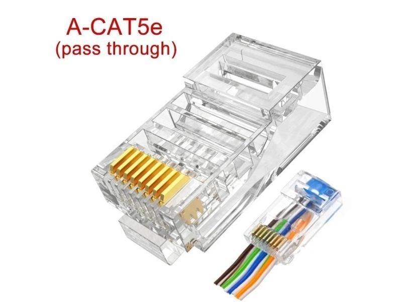 1/10/50Pcs Pass Through RJ45 Cat6/Cat5e Connectors Crystal End Gold-Plated 8P8C Carousel 1
