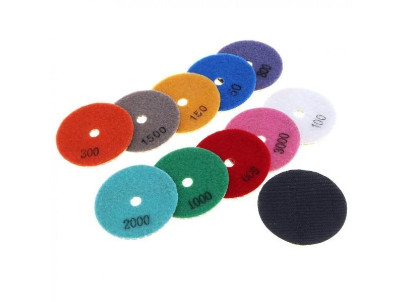 New 10pcs 3 Inch Flexible Wet Stone Polishing Disc With Sticky Plate For Carousel 1