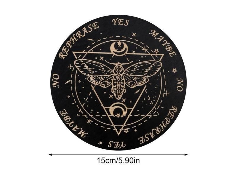 Wooden Pendulum Board With Moon Star Divination Energy Carven Plate Healing Carousel 1