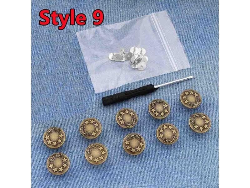 10PCS Jeans Buttons Replacement 17mm No Sewing Metal Button Repair Kit Nailless Carousel 1