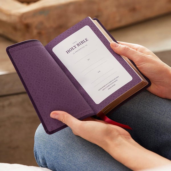 NKJV Compact Paragraph-Style Bible w/ 43,000 Cross References, Purple Softcover Carousel 2