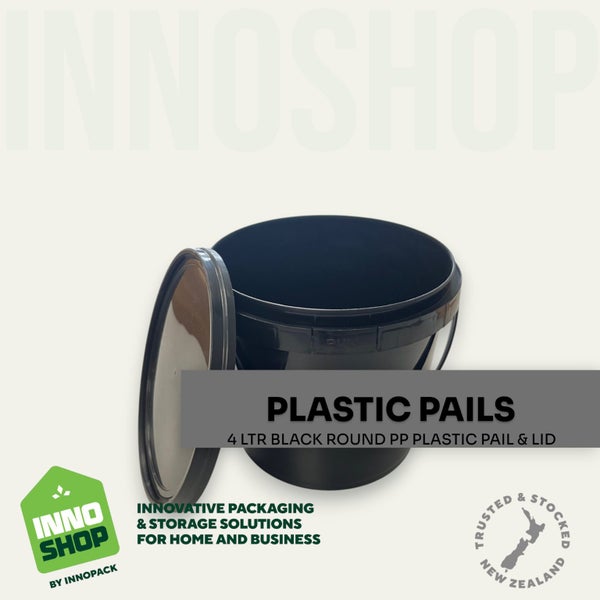 4 LTR BLACK PLASTIC PAIL & LID (MIN 10) $3.00 each PAIL & LID Carousel 1