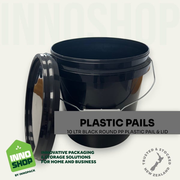 10 LTR BLACK PLASTIC PAIL & LID (MIN 5) $8.25 each PAIL & LID Carousel 1
