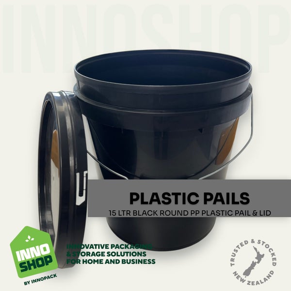 15 LTR BLACK PLASTIC PAIL & LID (MIN 5) $11.0 each PAIL & LID Carousel 1