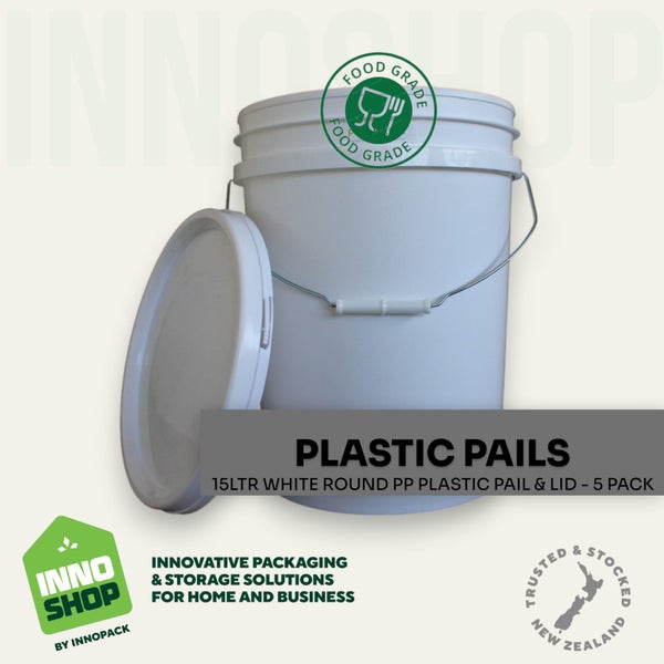 15 LTR WHITE PLASTIC PAIL & LID (MIN 5) $10.0 each PAIL & LID Carousel 1