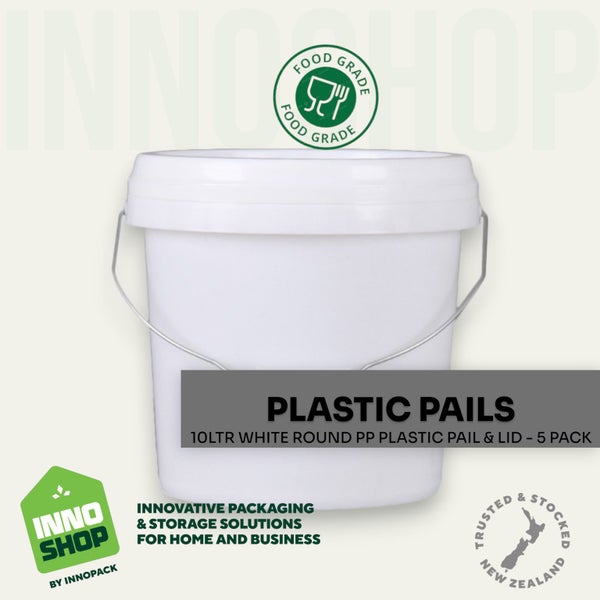 10 LTR WHITE PLASTIC PAIL & LID (MIN 5) $7.25 each PAIL & LID Carousel 1