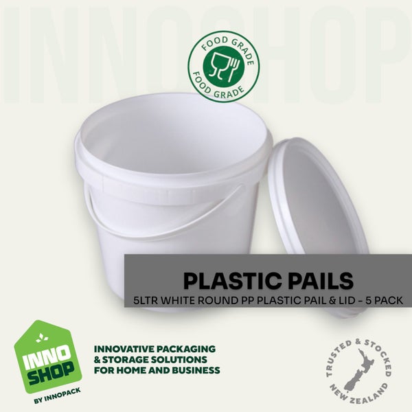 5 LTR WHITE PLASTIC PAIL & LID (MIN 10) $3.00 each PAIL & LID Carousel 1