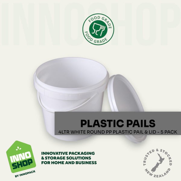 4 LTR WHITE PLASTIC PAIL & LID (MIN 10) $2.50 each PAIL & LID Carousel 1