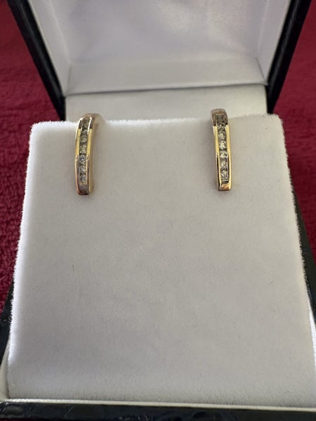 9ct gold and diamond Huggy earrings Carousel 1