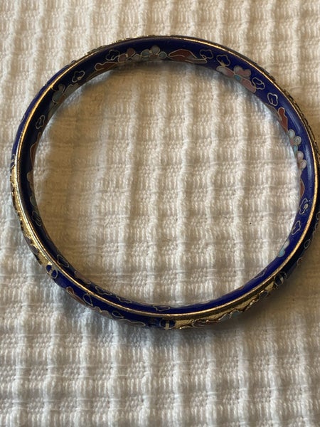 Vintage Asian Blue Cloisonné Enamel Bracelet Carousel 1