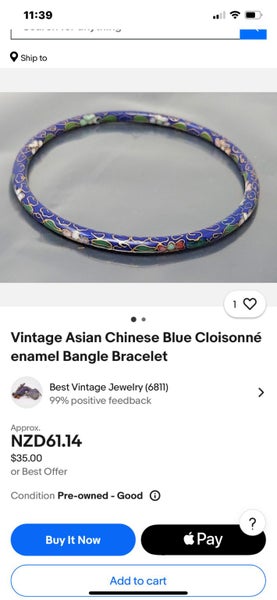 Vintage Asian Blue Cloisonné Enamel Bracelet Carousel 3