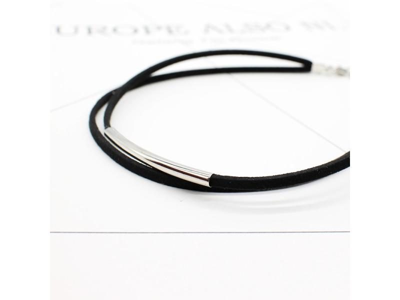 Simple Geometric Double Layers Chokers Necklaces Punk Hollow Black Leather Carousel 1