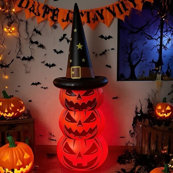 NNETM Glow-in-the-Dark Inflatable Pumpkin Scarecrow Decoration Carousel 2