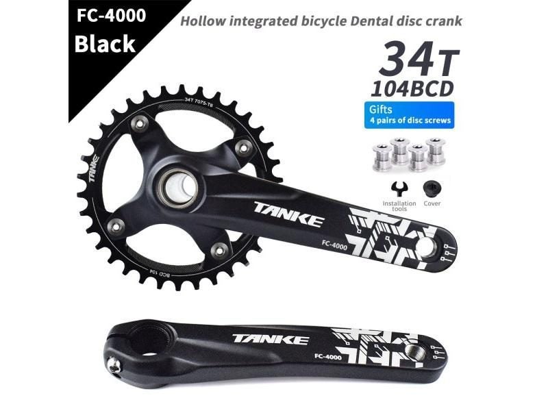 TANKE Crankset 170MM Bicycle Chainring Hollow Integrated Crankset 104 BCD Carousel 1