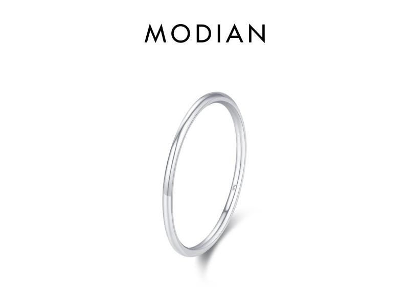 MODIAN 925 Sterling Silver Simple Fashion Stackable Ring Classic Wave Geometric Carousel 1