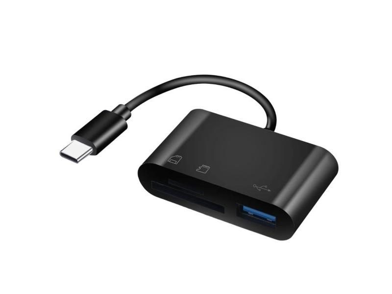 3 In 1 Multifunction TF CF SD Memory Card Reader Sim Cards Adapters USB C TypeC Carousel 1
