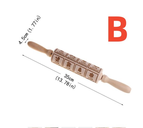 Christmas Engraved Wooden Rolling Pin | Carved Wooden Cookie Molds Carousel 1