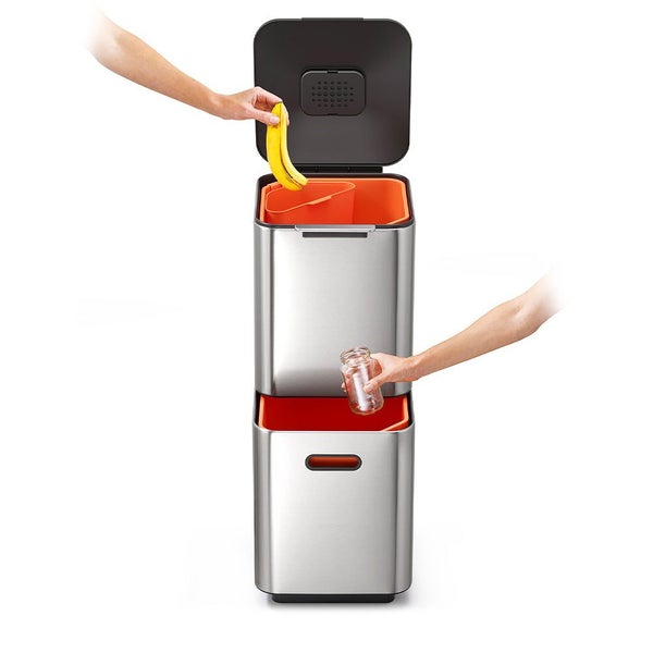 Joseph Joseph Totem 40L Waste & Recycling Bin Stainless Steel Carousel 2